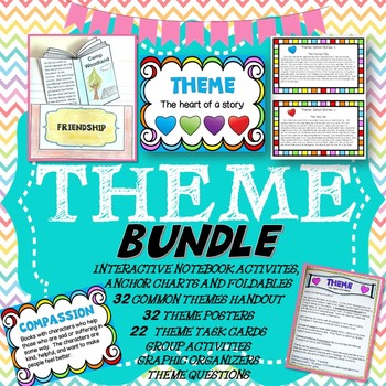 Preview of Teaching Theme with Theme Task Cards, Theme Posters, Theme Activities