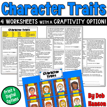 Preview of Character Traits Worksheets: 15 Practice Passages with a Craftivity