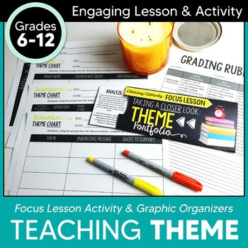 Preview of Teaching Theme | Graphic Organizer & Focus Lesson for ANY Novel