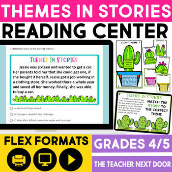 Preview of Theme Reading Center Game Theme Activities Review Theme Practice RL.4.2 RL.5.2