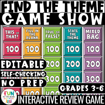 Preview of Theme Game Show | Find the Theme | Teaching Theme | ELA Test Prep Reading Review