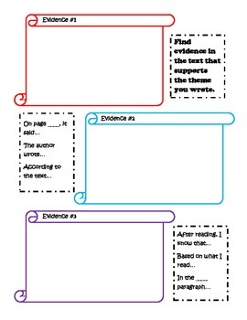 Theme Graphic Organizer (using text evidence) by The Creative Apple