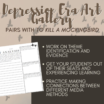 Preview of Theme Identification Activity + Practice: Depression Era Art Gallery