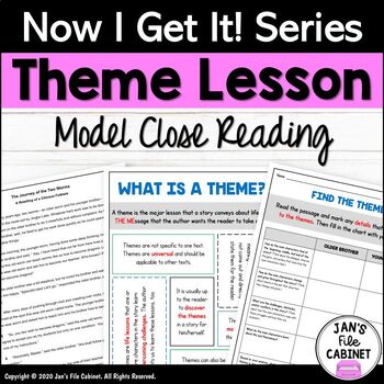 Preview of Theme Lesson Plan and List SHORT STORY Close Reading Passage with Writing Prompt