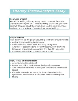 theme analysis essay graphic organizer