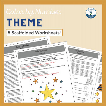 Preview of Theme Mastery: Color by Number Worksheets (Middle School Level)