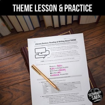 Preview of Theme Lesson & Quiz – Apply to ANY Novel, Short Story, or Movie