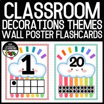 Preview of Theme Numbers 1-20 Classroom Decoration Wall Poster Flashcards Preschool