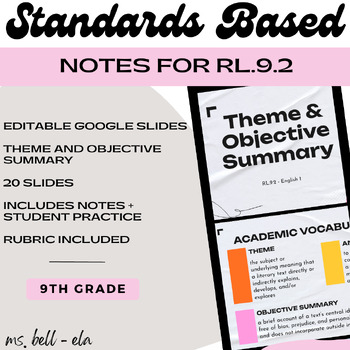 Preview of Theme & Objective Summary Notes {RL.9.2}