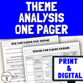 Print & Digital One Pager Identifying Theme Worksheets and