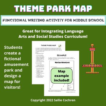 Preview of Theme Park Map (Functional Writing Activity for Middle School)