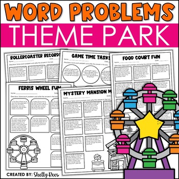 Preview of Theme Park Math Word Problems | One Step and Two Step Word Problems