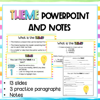 Preview of Theme Lesson with PowerPoint and Notes (Grades 6-8) CCSS Aligned