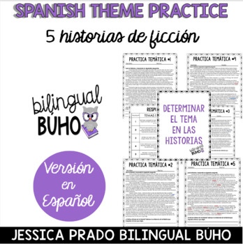 Preview of Theme Practice Passages in Spanish |  5 cuentos para identificar el tema