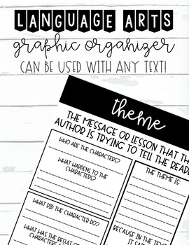 Preview of Theme Reading Strategy Guiding Worksheet and Graphic Organizer