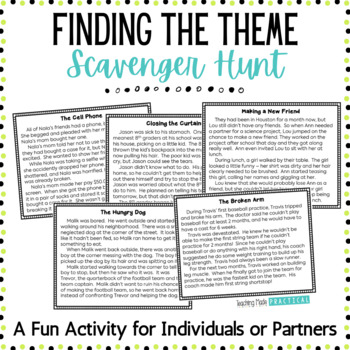 Preview of Theme Scavenger Hunt - Fun Finding the Theme of a Story Practice & Review