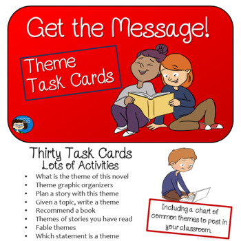 Preview of Theme - Story Elements Task Cards - Print and Easel Versions