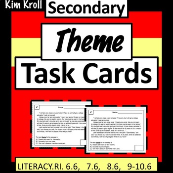 Preview of Secondary Theme Task Cards