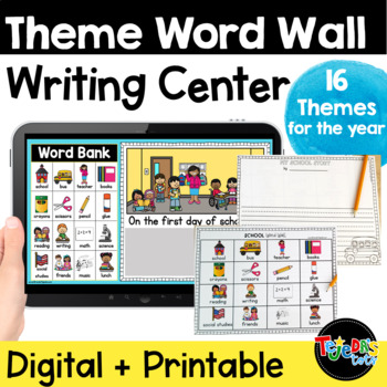 Preview of Theme Word Wall Writing Pack: Digital and Printable