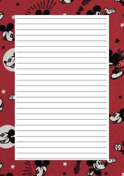 Theme Writing Paper: Disney red vintage mickey mouse by The Green Fairy