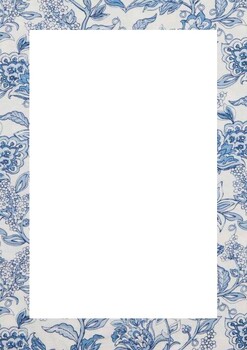 Theme Writing Paper UNLINED: blue white oriental floral by The Green Fairy