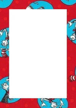 Theme Writing Paper UNLINED: dr Seuss cat in the hat blue on red