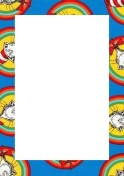 Theme Writing Paper UNLINED: dr Seuss cat in the hat yellow on blue