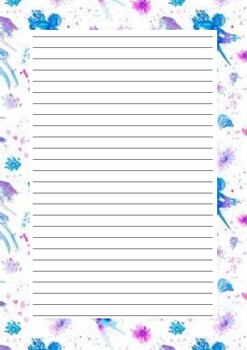 Theme Writing Paper: fairies blue pink on white by The Green Fairy