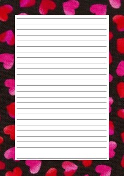 Theme Writing Paper: hearts red pink on black by The Green Fairy