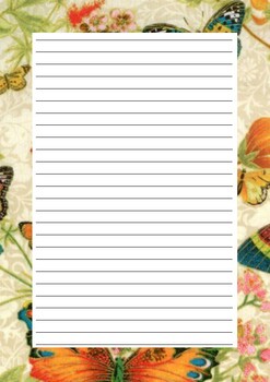 Theme Writing Paper: vintage butterflies cream 3 by The Green Fairy