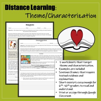 Preview of Theme and Characterization: Long Distance Learning:Google Classroom