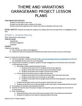 Preview of Theme and Variations Project with Garageband