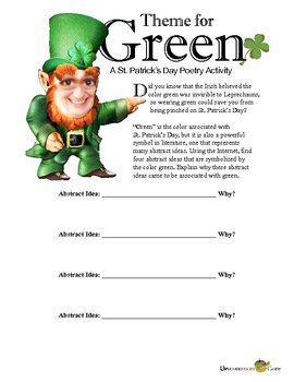 Preview of Theme for Green: A St. Patrick’s Day Poetry Activity