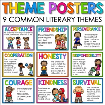 Theme in Literature Posters - 9 Common Themes by Shelly Rees | TpT