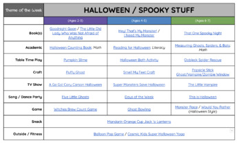 Preview of Themed Activity Planner: Halloween / Spooky Stuff