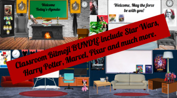 Preview of Themed Classroom Bitmoji Templates Bundle ( Star Wars, Harry Potter, Disney )