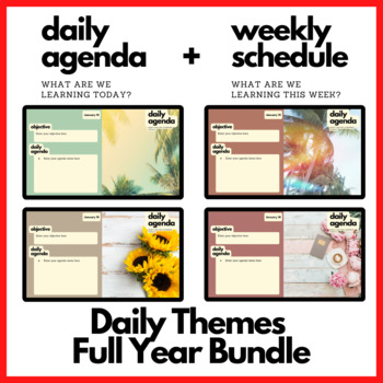 Preview of Themed Daily Agenda + Weekly Schedule for Google Slides - GROWING BUNDLE!