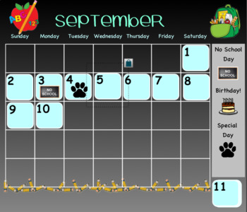 Preview of Themed Daily Calendar: Editable