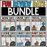 Themed Days Review Worksheets for the End of the Year Math