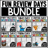 Themed Days Review Worksheets for the End of the Year Math