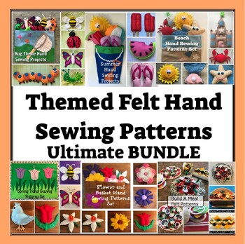 Preview of Themed Felt Hand Sewing Patterns Bundle Set - 35 patterns
