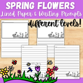 Themed Lined Paper & Writing Prompts - Spring Flowers by Miss Page in ...