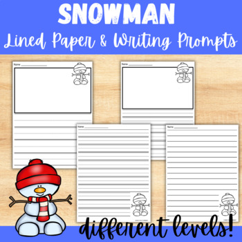 Preview of Themed Lined Paper & Writing Prompts - Snowman/Winter