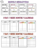 Themed Monthly Calendars and Newsletters | Editable | Engl