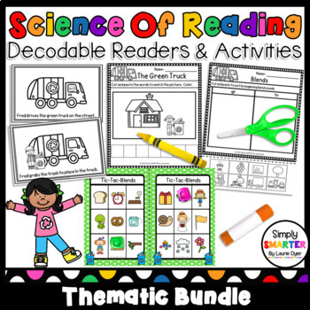 Preview of Thematic Science Of Reading Decodable Readers & Activities Kindergarten BUNDLE