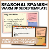 Themed Spanish Class Warm Up Slides | Slides Bellringer/Pa