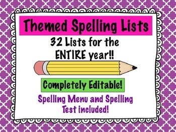 Preview of Themed Spelling Lists (for the ENTIRE year!)