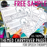 Themed Take Home Sheets for Speech Therapy Carryover: FREE SAMPLE