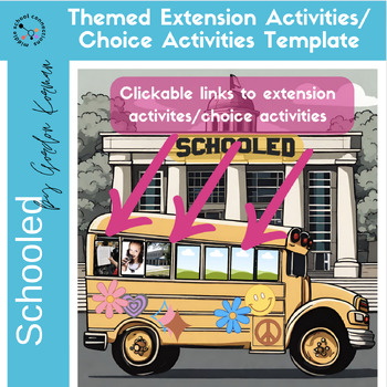 Preview of School Bus Activities/Choice Board: Canva Template, editable