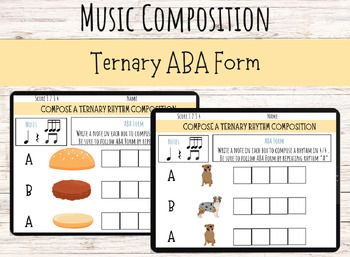 Preview of Themed Ternary Composition | ABA Musical Form Music Worksheets
